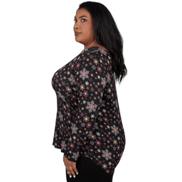 Plus Size Emaline Holiday Festivities Long Sleeve Snowflake Tee