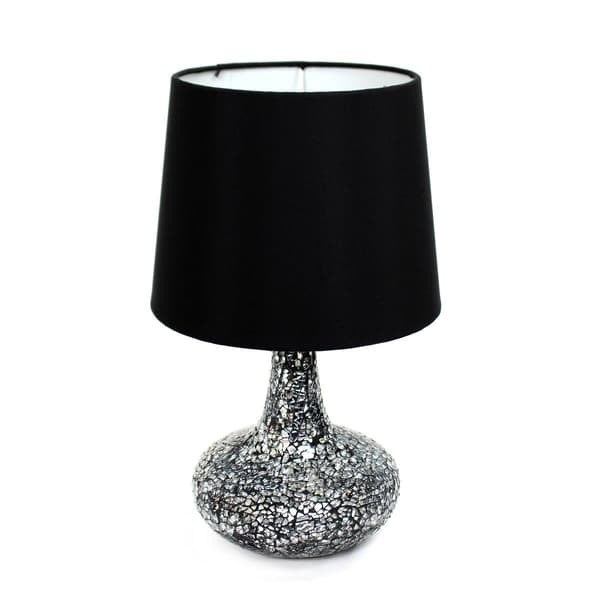 Simple Designs Mosaic Tiled Glass Genie Table Lamp w/Fabric Shade