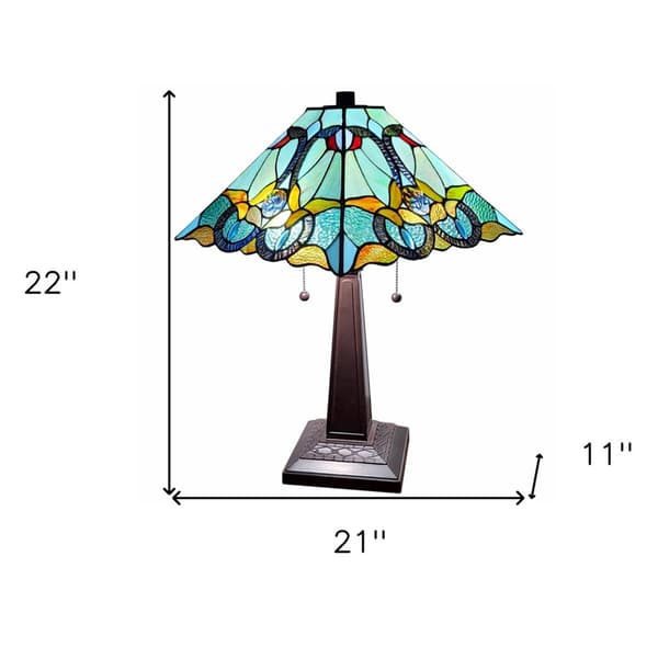 HomeRoots 23in. Mosaic Glass Two Light Table Lamp