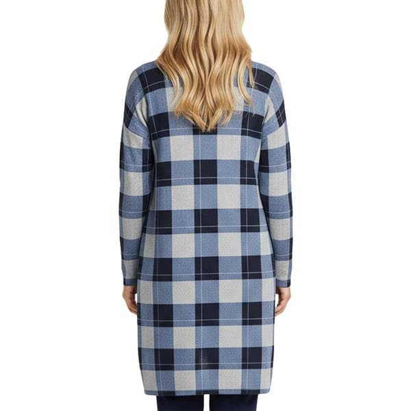 Petite NY Collection Long Sleeve Plaid Hacci Long Cardigan
