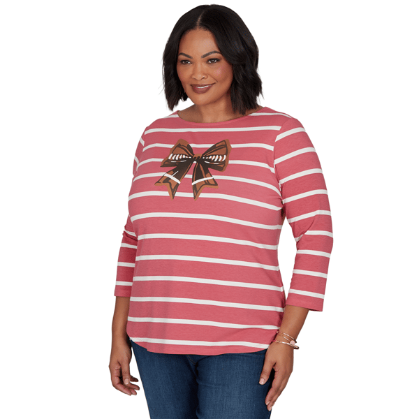 Plus Size Ruby Rd. Must Haves II Football Bow Stripe Tee