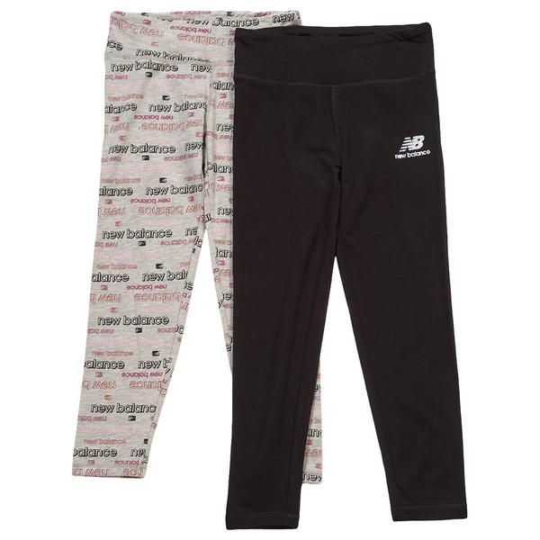 Girls (7-16) New Balance 2pk. Logo & Solid Leggings - image 