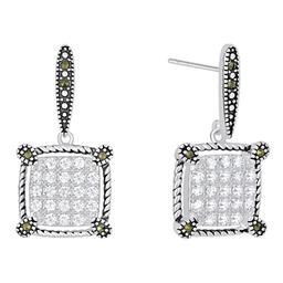 Marsala Silver Plated Marcasite & Crystal Post Earrings