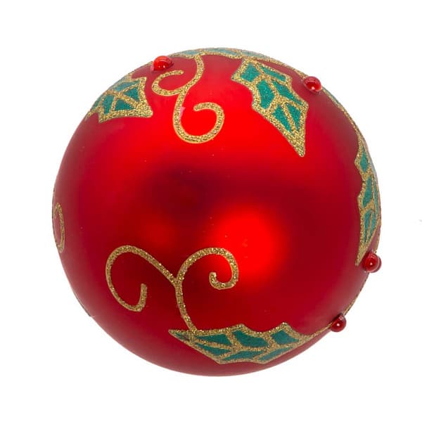 Kurt Adler 6pc. Glass Red Berry & Holly Leaves Ball Ornament Set