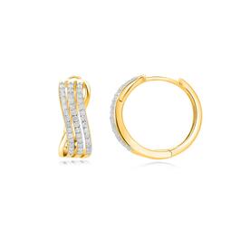 Nova Star&#40;R&#41; Gold Plated 1/4ctw. Diamond 3 Row Earrings
