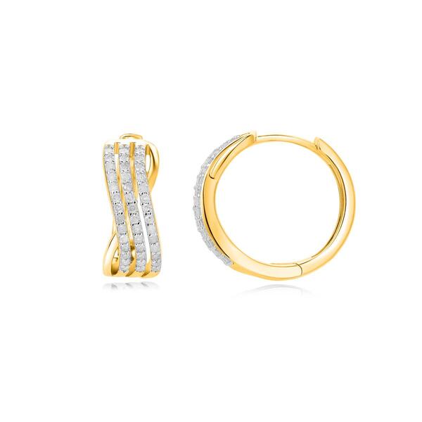 Nova Star&#40;R&#41; Gold Plated 1/4ctw. Diamond 3 Row Earrings - image 
