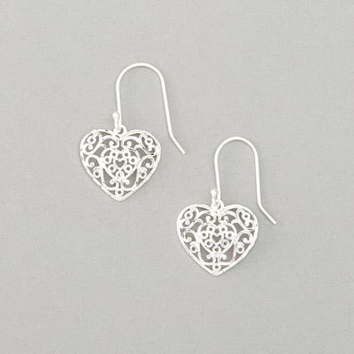 Designs by FMC Sterling Silver Diamond Cut Heart Drop...