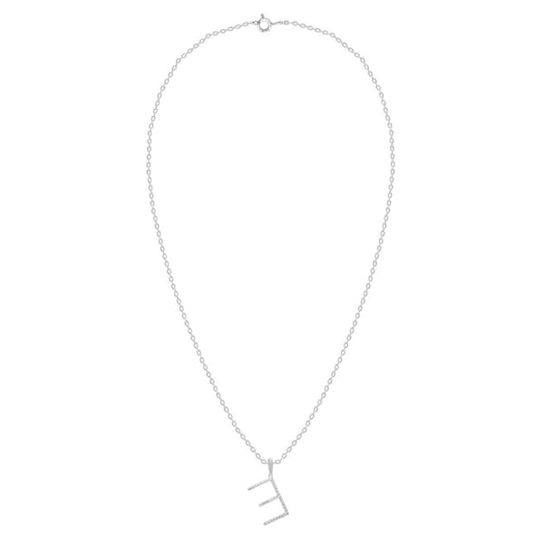 Nova Star® Sterling Silver Lab-Grown Diamond Initial E Pendant