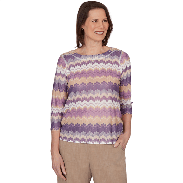 Petite Alfred Dunner Grand Bazaar Ripple Stripe Blouse