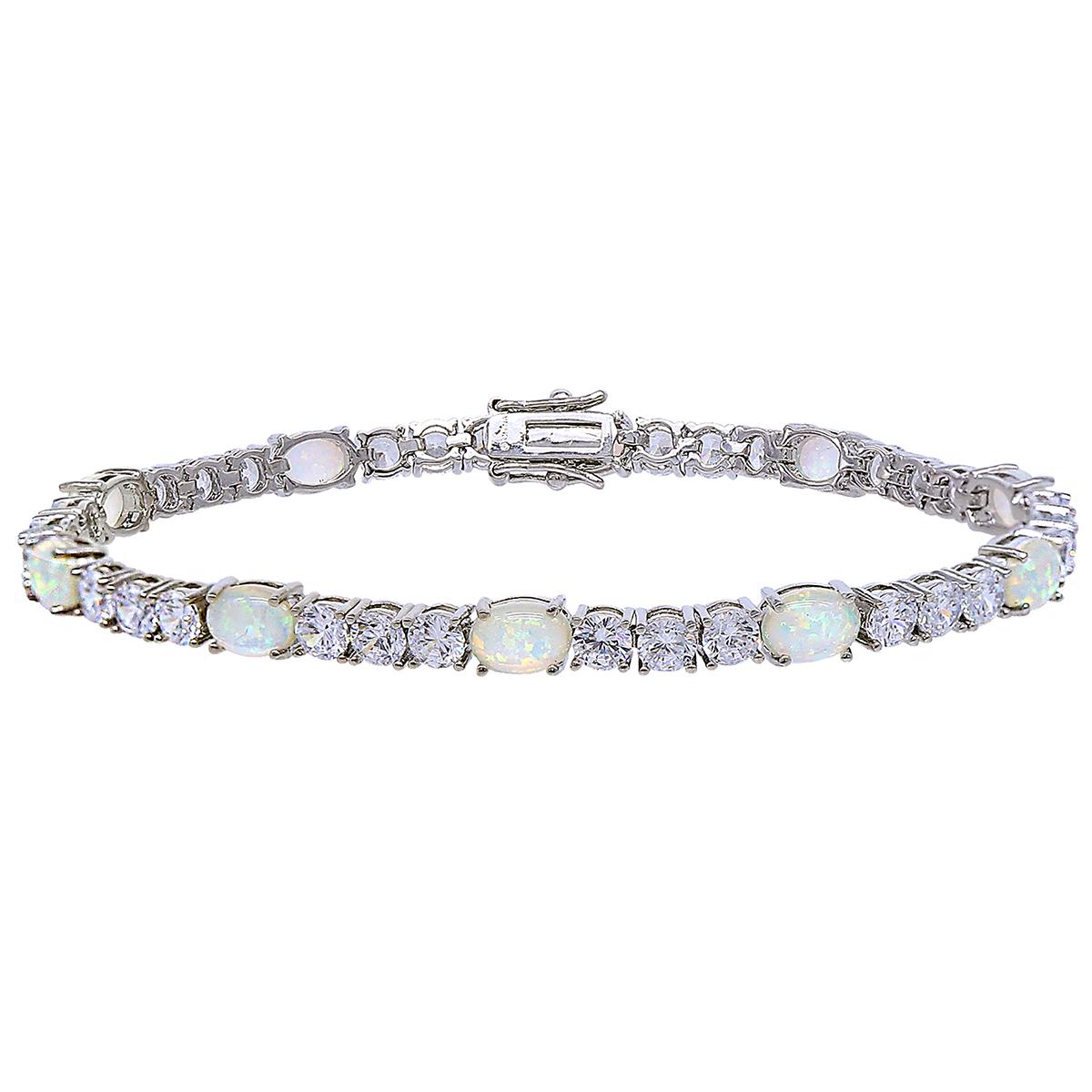 Gianni Argento Opal and CZ Link Bracelet