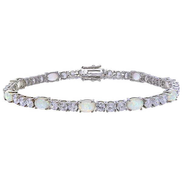 Gianni Argento Opal and Cubic Zirconia Link Bracelet - image 