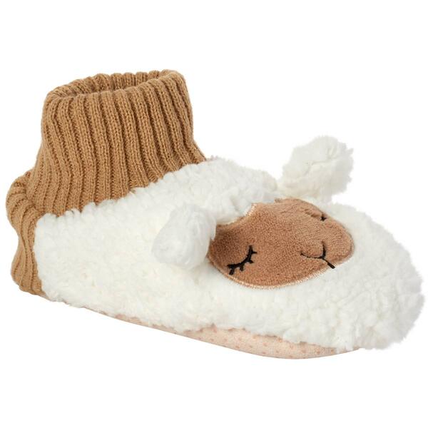 Womens Fuzzy Babba Knit Sheep Slippers - image 