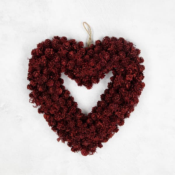 Northlight Seasonal Pine Cone Rose Valentine''s Day Heart Wreath
