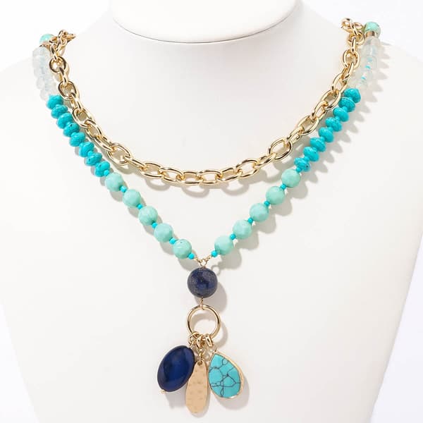Ashley Cooper(tm) Gold-Tone 2 Row Multi Charm Necklace - image 