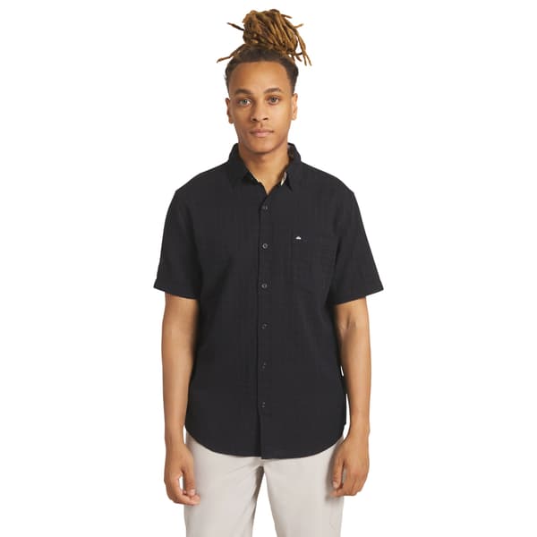 Mens Quiksilver Barge Textured Point Casual Button Down Shirt - image 