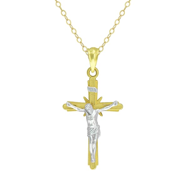 Two-Tone Stunning Crucifix Pendant with Chain - image 