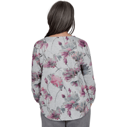 Petite Alfred Dunner Vail 3/4 Ruch Sleeves Floral Blouse
