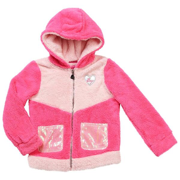 Girls &#40;7-14&#41; Betsey Johnson Color Block Sherpa Hooded Jacket - image 