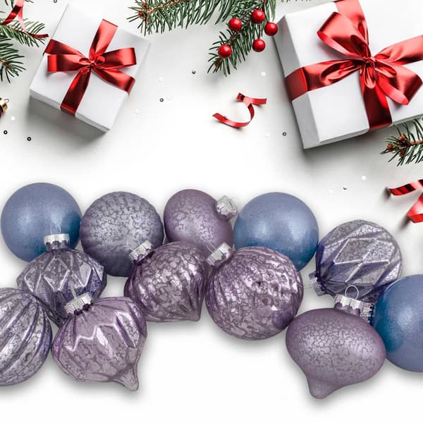 Northlight 12ct. Lavender & Blue Glass Ball Christmas Ornaments