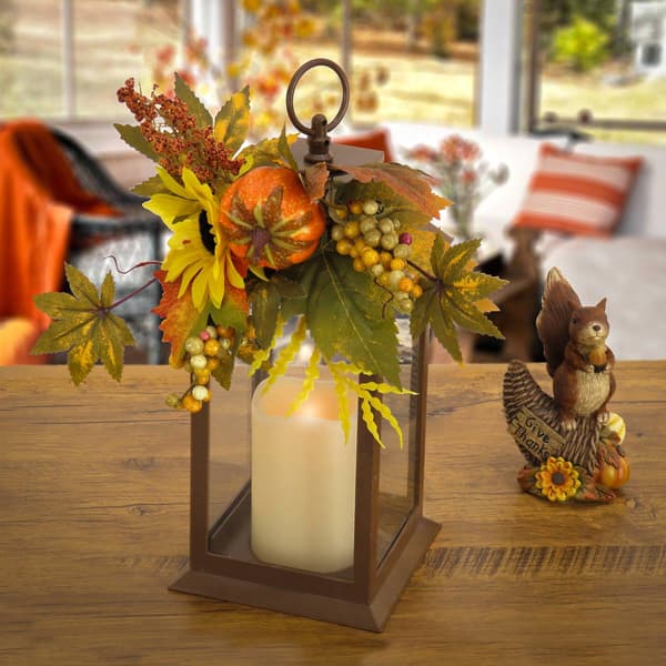 National Tree 14in. LED Berry & Pumpkin Harvest Lantern