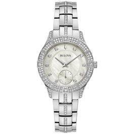 Womens Bulova Stainless Crystal Accent Bracelet Watch - 96L291