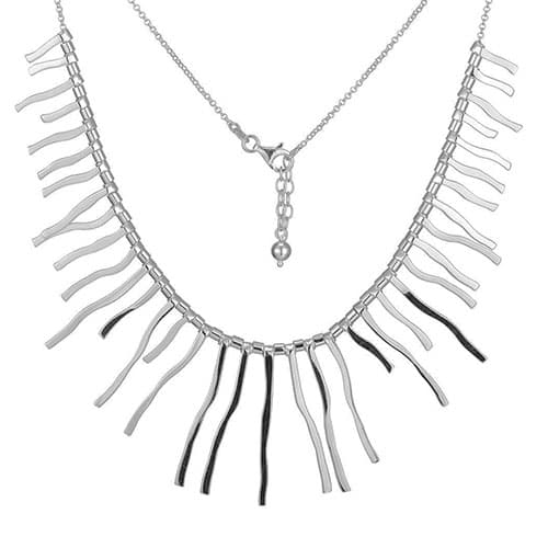 Sterling Silver High Polished Fringe Necklace - image 