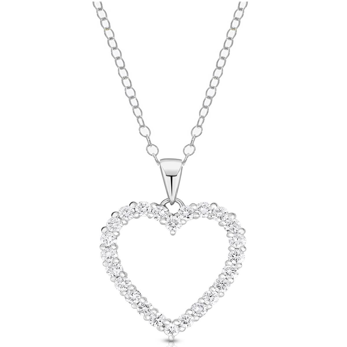 Nova Star® 14kt. White Gold Lab Grown Diamond Heart Pendant