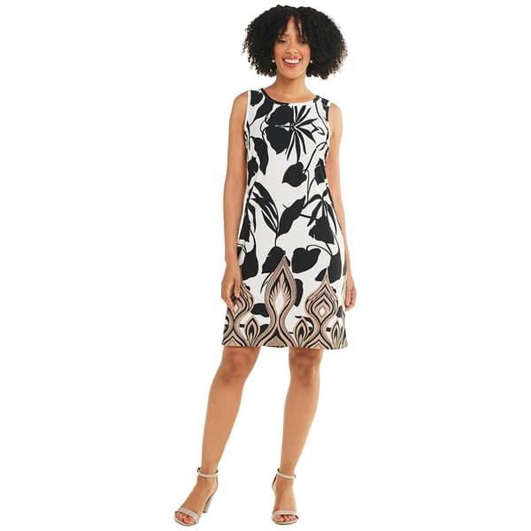 Womens MSK Sleeveless Floral Keyhole Back Shift Dress - image 