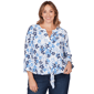 Plus Size Heart''s of Palm Smooth Sailing Printed Eyelet Gauze Ti - image 1