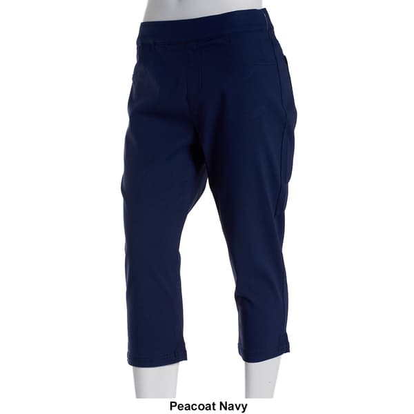 Womens Erika Joey Slit Hem Solid Twill Capri Pants