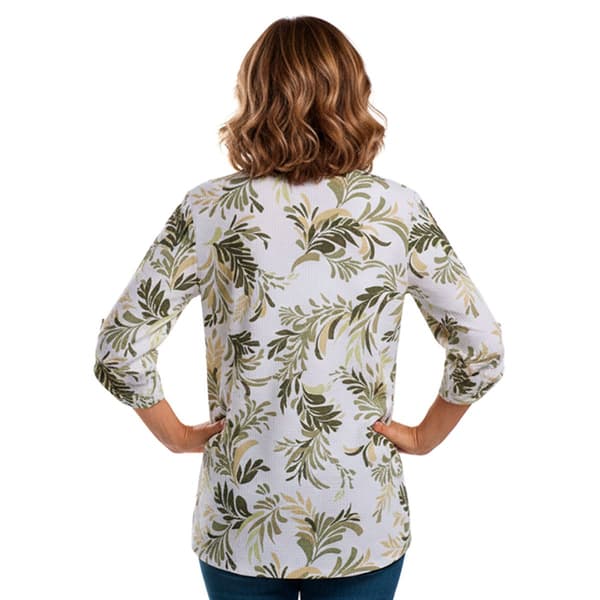Womens Emily Daniels 3/4 Sleeve Abstract Leaf Button Front Blouse