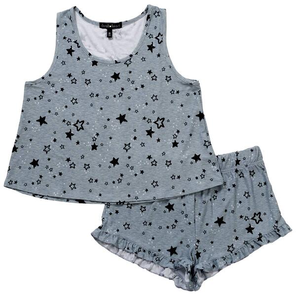 Womens Jaclyn Stars Flare Tank & Ruffle Short Pajama Set - image 