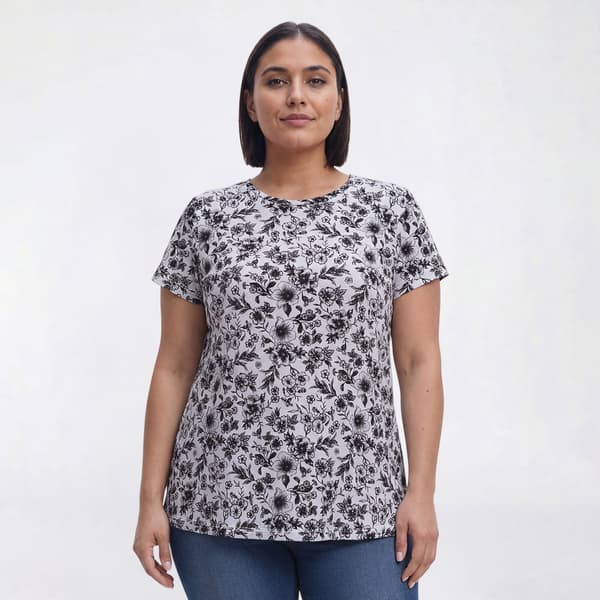 Plus Size Preswick & Moore® Short Sleeve Toile Floral Tee
