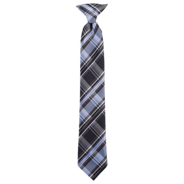 Boys Bill Blass Clip On Tie - Grey/Light Blue - image 