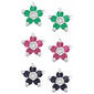Sterling Silver & Multi-Color Flower Stud Earrings Set - image 1