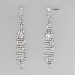 Rosa Rhinestones Long Fringe Drop Earrings