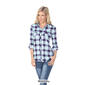 Womens White Mark Oakley Stretch Plaid Casual Button Down Top - image 6