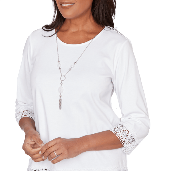 Petite Alfred Dunner The Royal Treatment Lace Trim Blouse