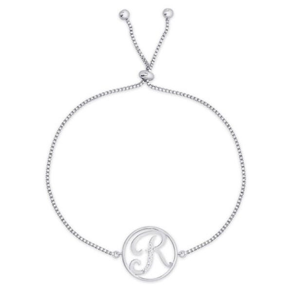 Accents by Gianni Argento Diamond Plated Initial R Adj. Bracelet - image 