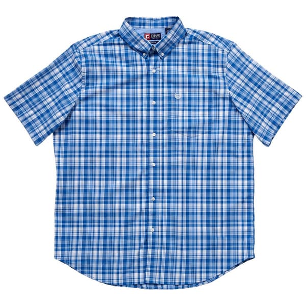 Mens Big & Tall Chaps Stretch Plaid Button Down Shirt - Sky Blue - image 