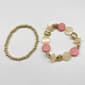 Ashley Cooper(tm) Worn Gold Coral Bead 2 Row Stretch Bracelet - image 1