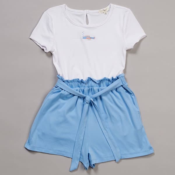 Girls (7-16) No Comment Short Sleeve Fish Paperbag Waist Romper - image 