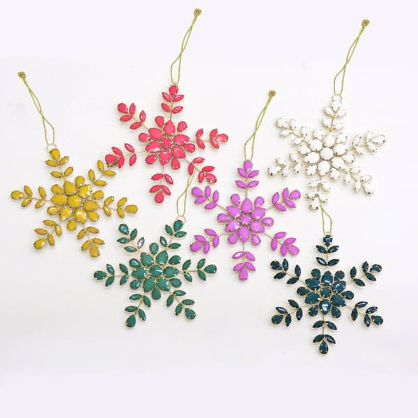 National Tree 5in. Assorted Colors Beaded Snowflake Ornaments
