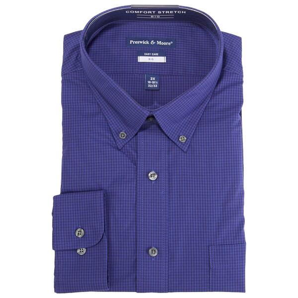 Mens Big & Tall Preswick & Moore Dress Shirt - Blue Tonal Plaid - image 