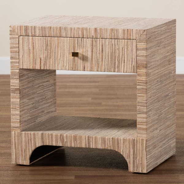 bali & pari Julia Bohemian Woven Natural Grasscloth Nightstand