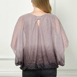 Womens Sara Michelle Batwing Sleeve Ombre Glitter Swirl Blouse