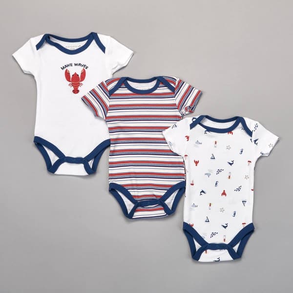 Baby Boy (NB-9M) Chick Pea 3pk. Lobster/Sail Boat Bodysuits - image 