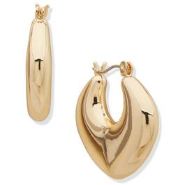 Nine West Gold-Tone Thick Click-Top Hoop Earrings