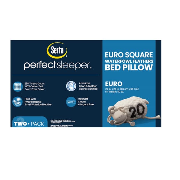 Serta® Feather Euro Square Pillows - 2 Pack