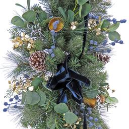 National Tree 60in. Swiss Chic Blue/Champagne Swag